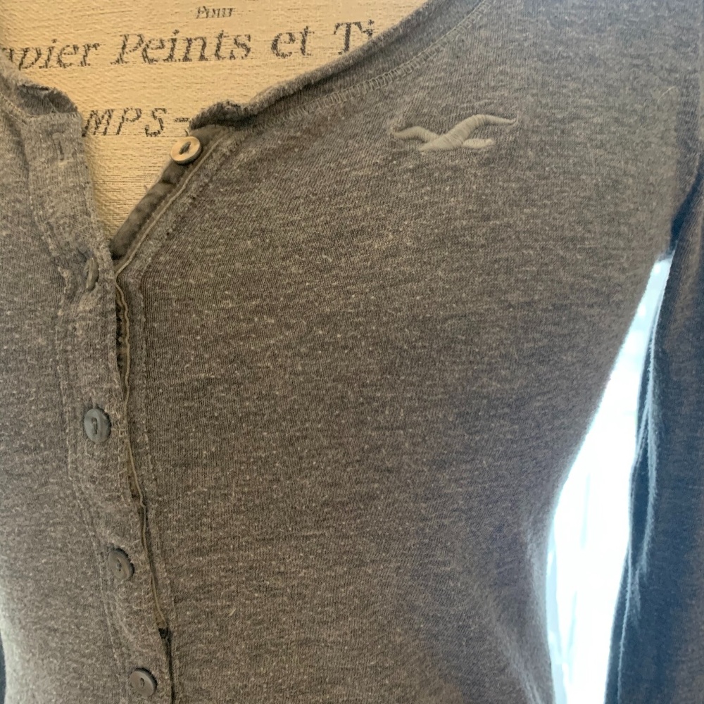 Hollister Button Up Grey Long Sleeve Top
